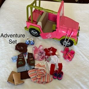 American Girl Pink Adventure Jeep and Outfit Set